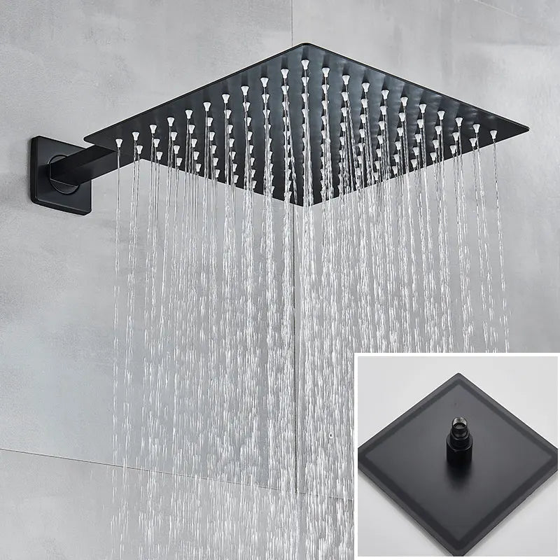 Hownifety Concealed Shower Set Faucet With Rainfall System Wall Mount