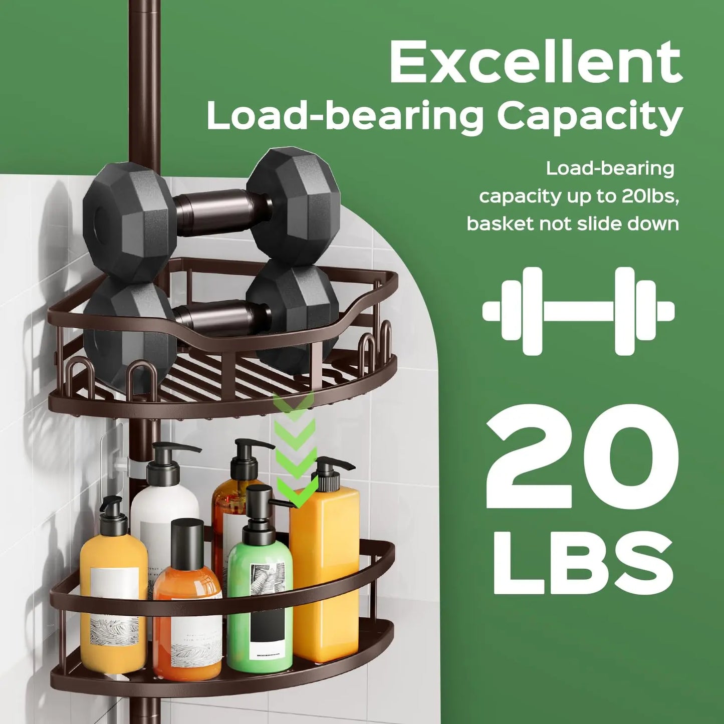 Rustproof 4 Tier Corner Shower Caddy With Tension Pole