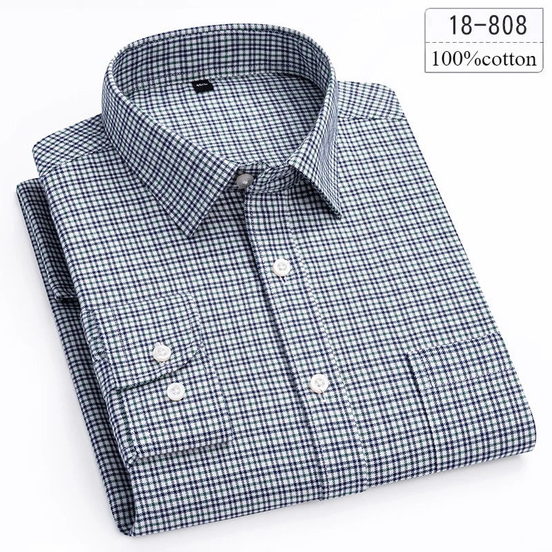 Qi Xiu Cai 100 Percent Cotton Houndstooth Mens Shirt