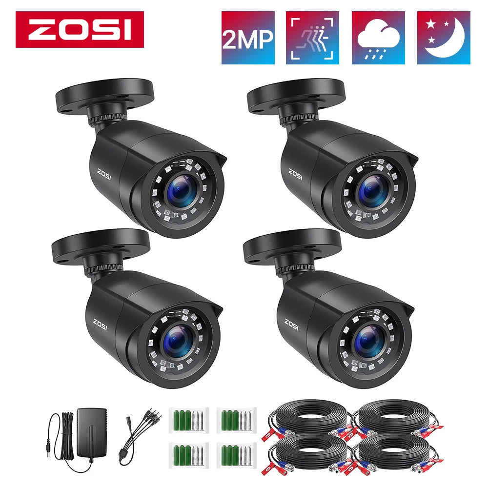 ZOSI 1080P HD TVI 4 Pack Security Cameras Outdoor Weatherproof