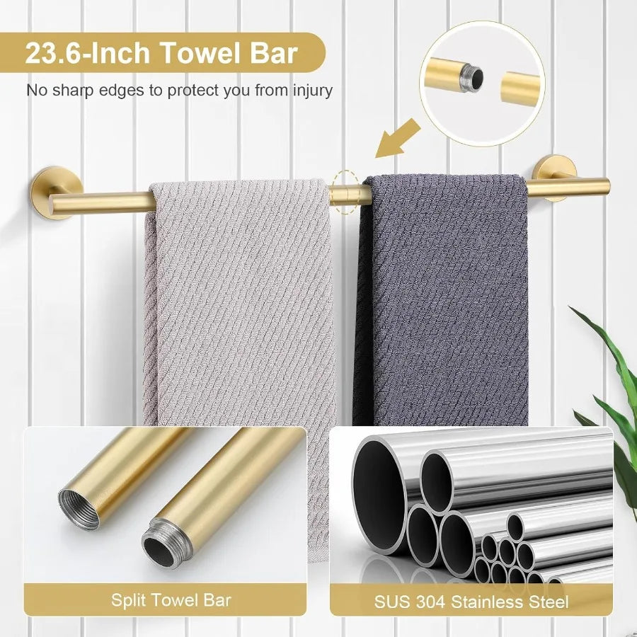 XIUWO 5 Piece Bathroom Accessories Set Stainless Steel Hardware