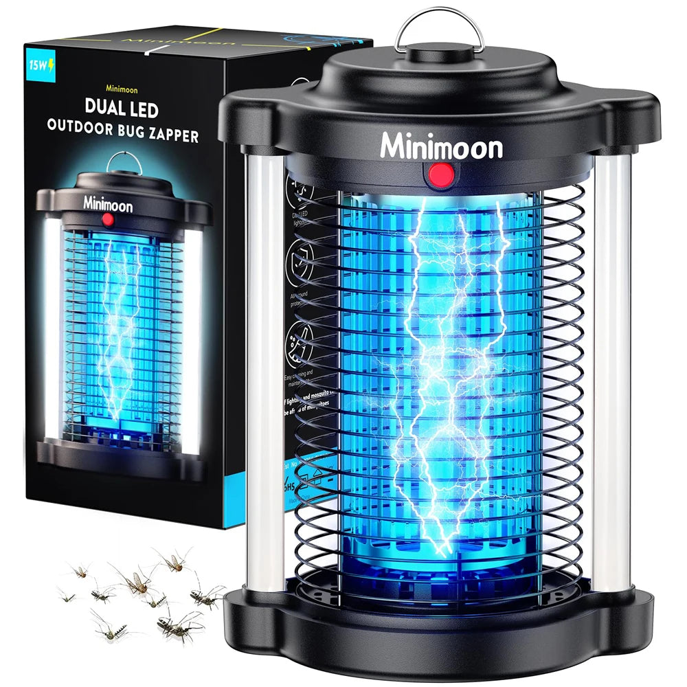 Minimoon Dual LED Bug Zapper Outdoor Mosquito Trap 15W