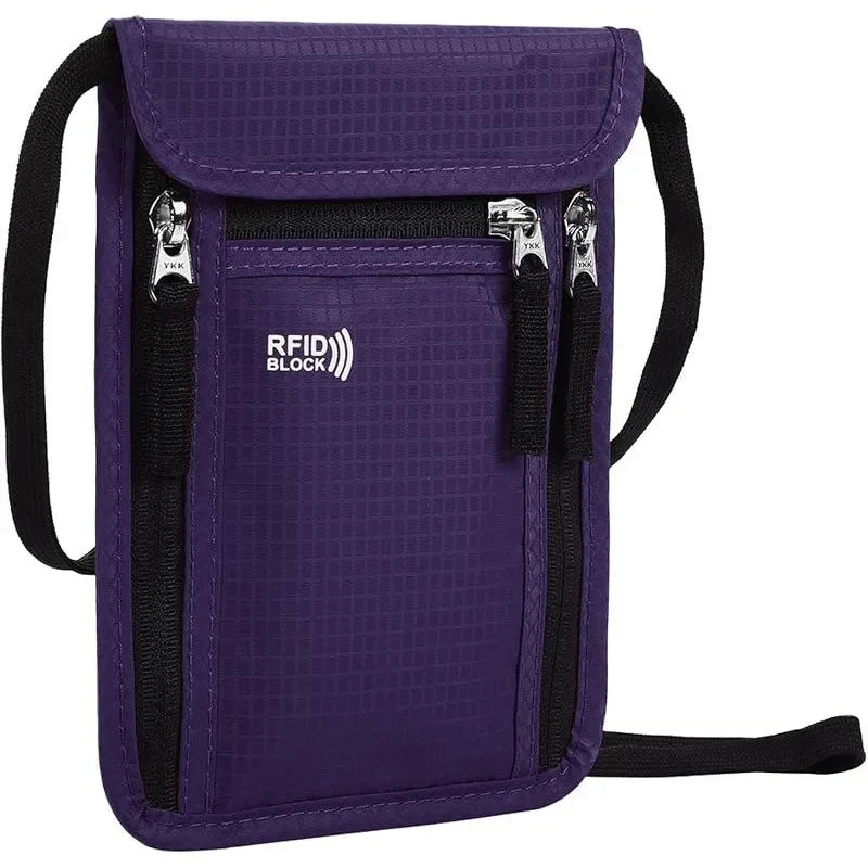 Travel Pouch Neck Wallet RFID Blocking Passport Holder Organizer