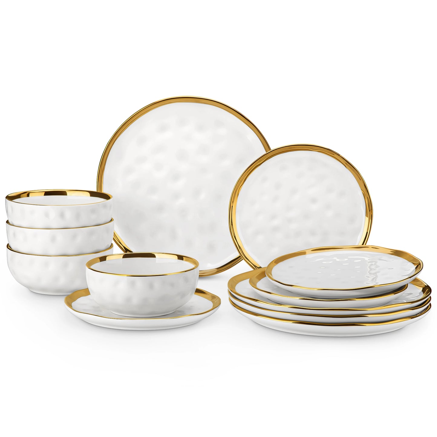 Malacasa Ceramic Porcelain Dinnerware Set Rimmed For Everyday Use