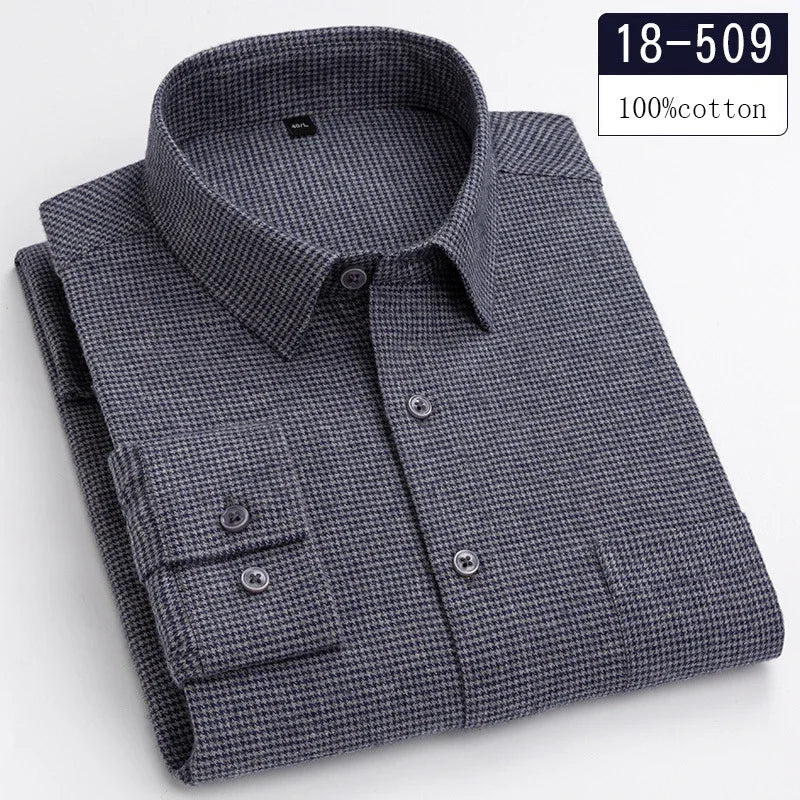 Qi Xiu Cai 100 Percent Cotton Houndstooth Mens Shirt