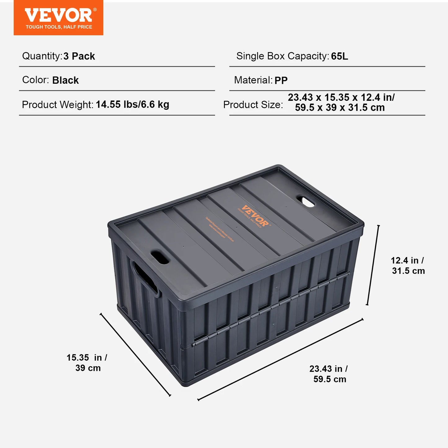Three Pack Collapsible Storage Bins With Lids Stackable Utility Boxes