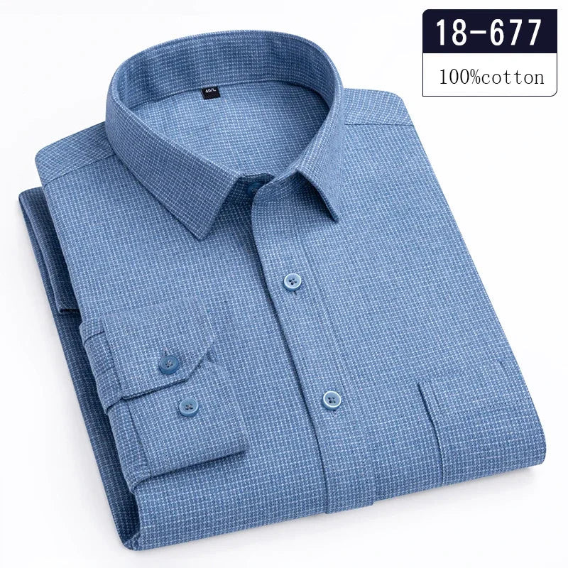 Qi Xiu Cai 100 Percent Cotton Houndstooth Mens Shirt