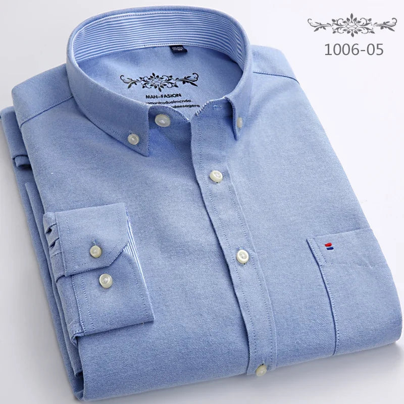 Qi Xiu Cai Classic Fit Cotton Mens Casual Shirt Pocket