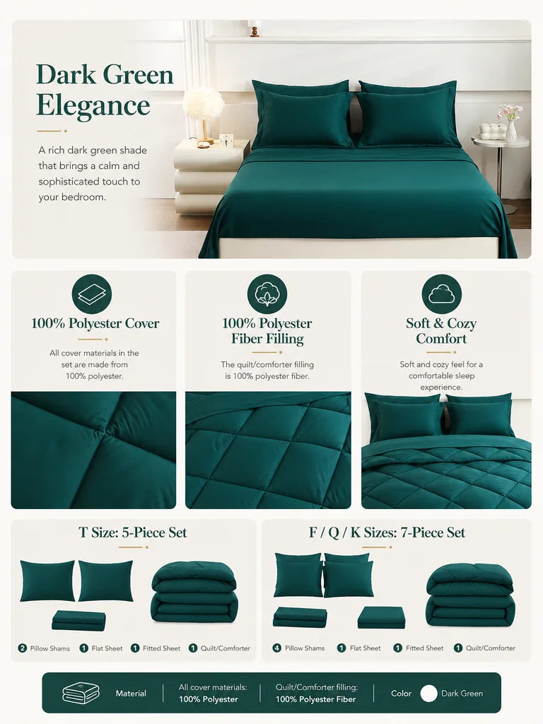 EasYum 100 Percent Polyester Quilted Bedding Set With Pillowcases
