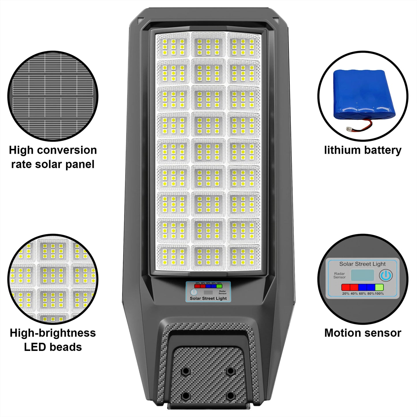 Outdoor Solar Motion Sensor Light IP65 Dusk to Dawn Timer Always Bright