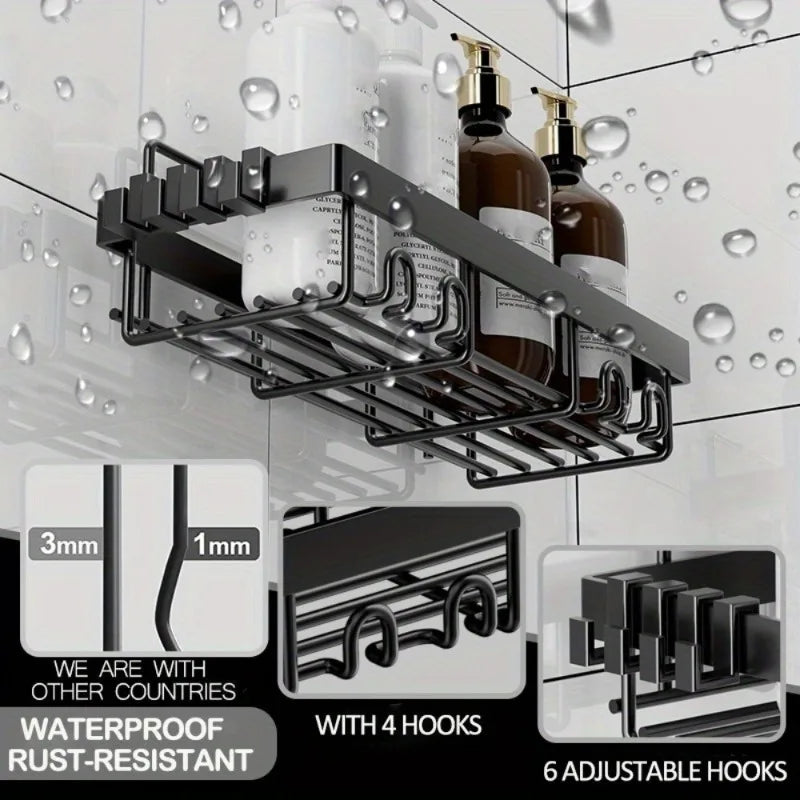 6 Pack Self Adhesive Shower Caddy Rack No Drilling