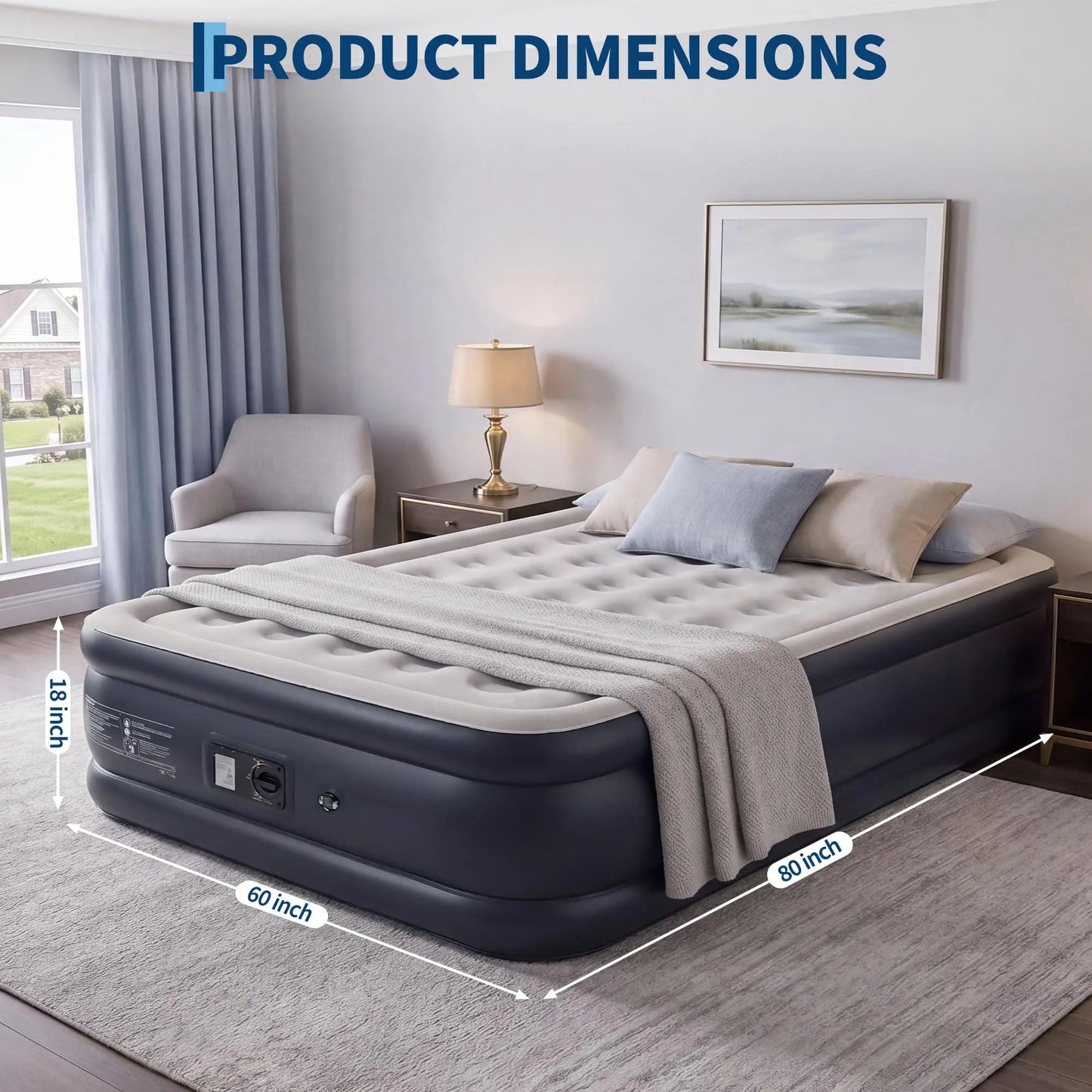 HiMISS Twin Queen Air Mattress With Built In Pump Inflate
