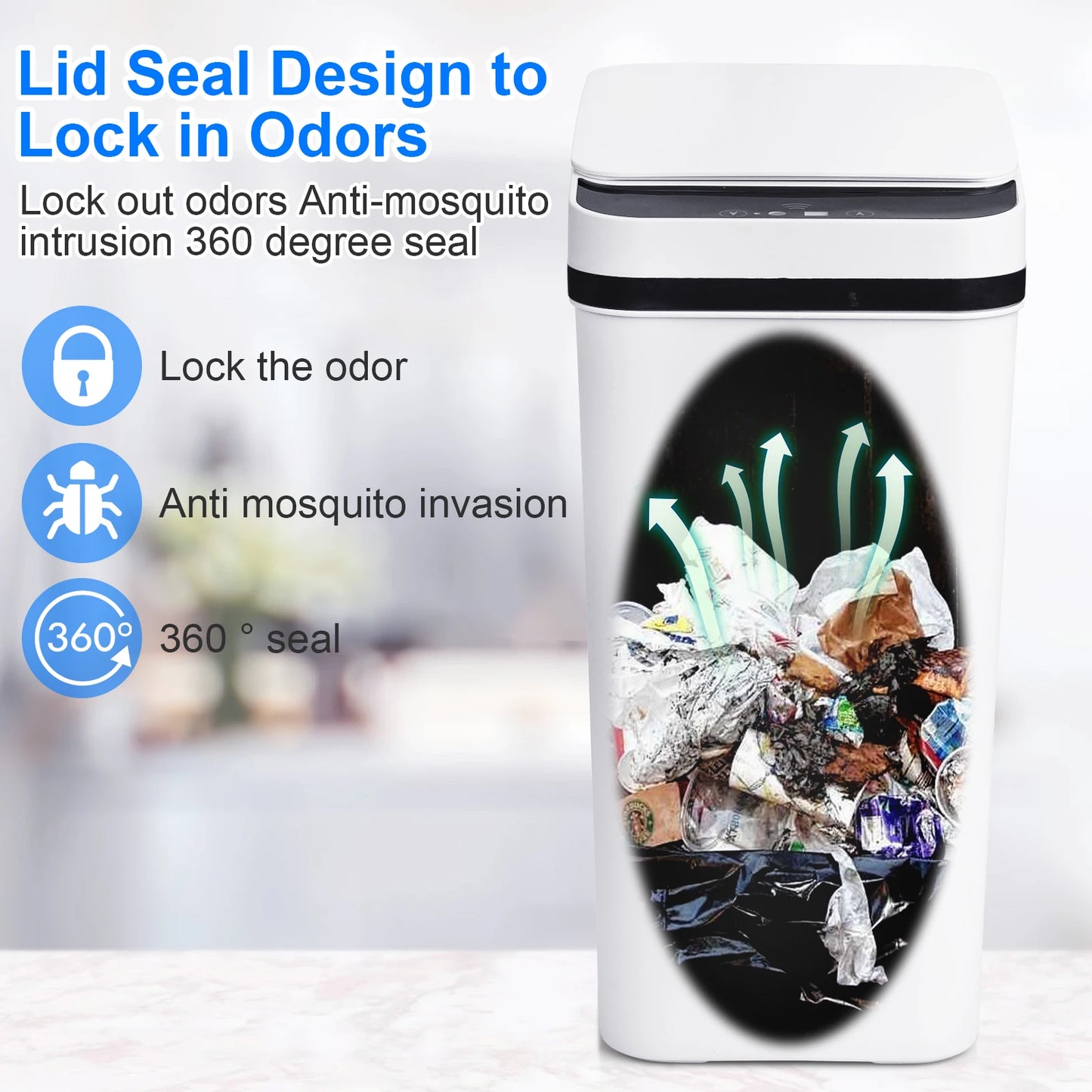 2 Pack 12L Slim Touchless Motion Sensor Bathroom Trash Cans