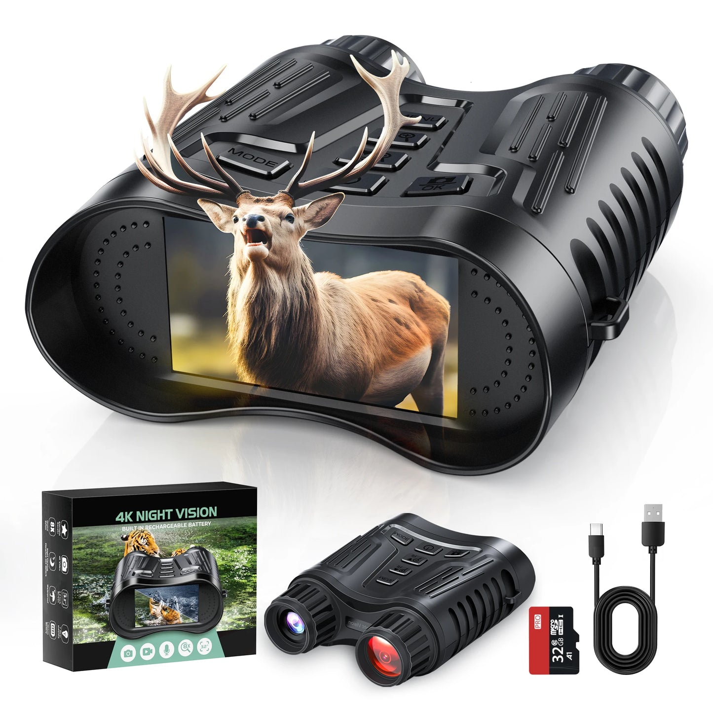 DIYIMIN Night Vision Goggles Binoculars 8x Digital Zoom 1080P IR Recording