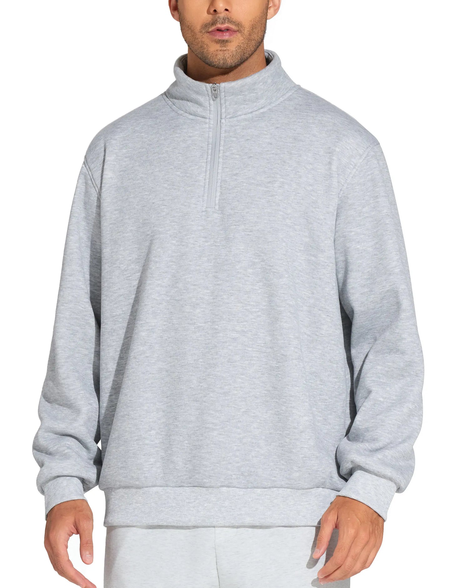 The Gym People Men Long Sleeve Half Zip Sweatshirt