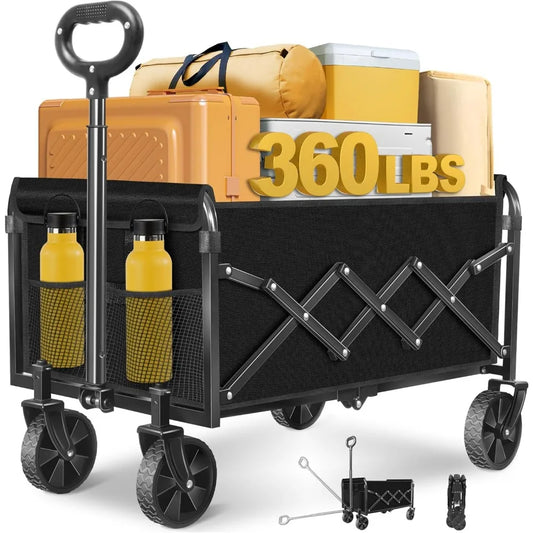 NBVCX Heavy Duty Folding Utility Wagon With All Terrain Wheels 360 LB