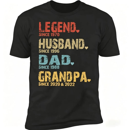 Personalized Dad Shirt Custom Daddy Shirts For Men Legend Grandpa T Shirt Gift