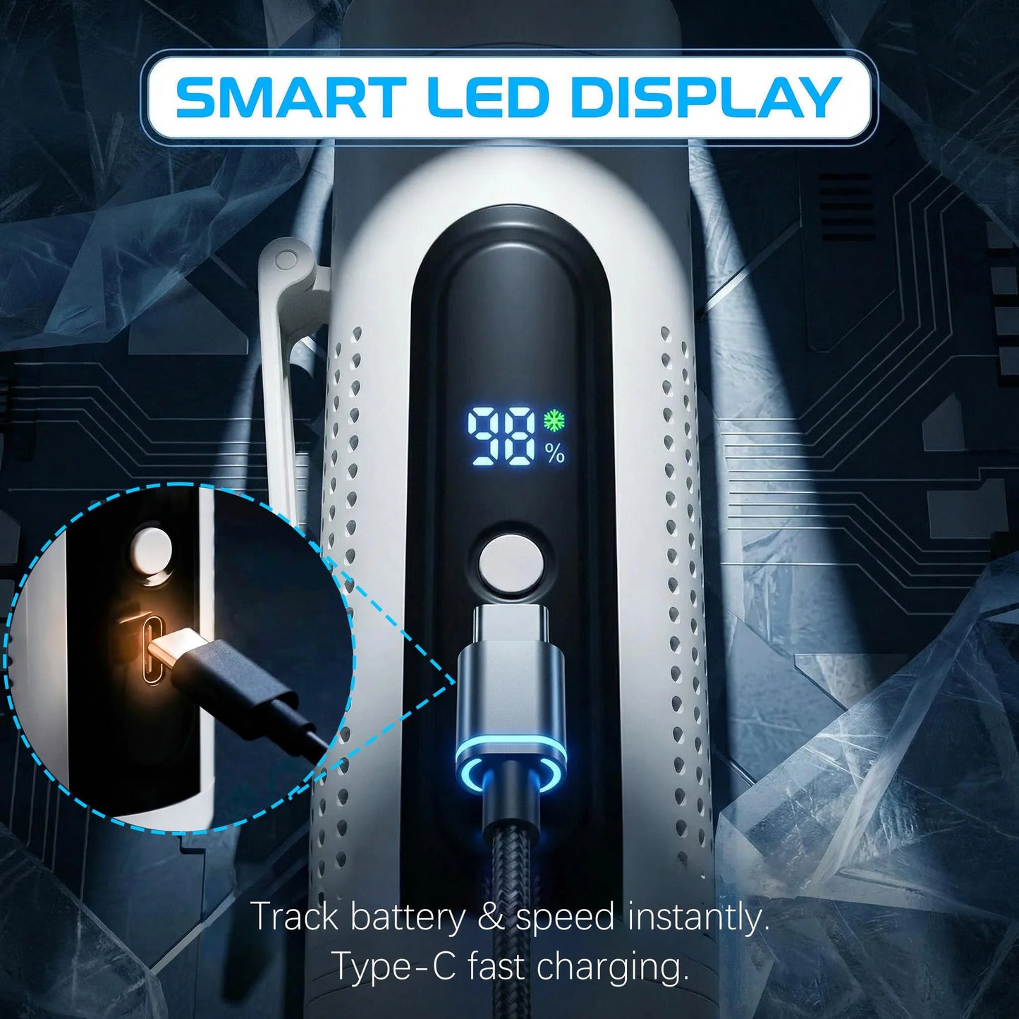 Portable Handheld Fan With Ice Cooling Plate 5 Speed USB Rechargeable LED