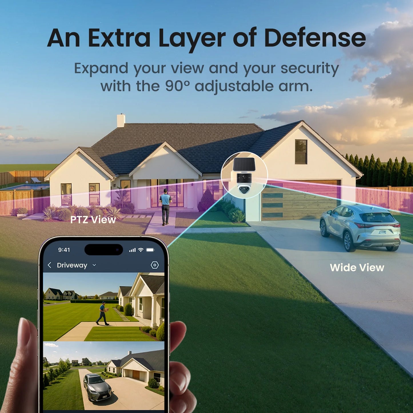 AOSU 10MP Solar Security Camera With AI Tracking PTZ