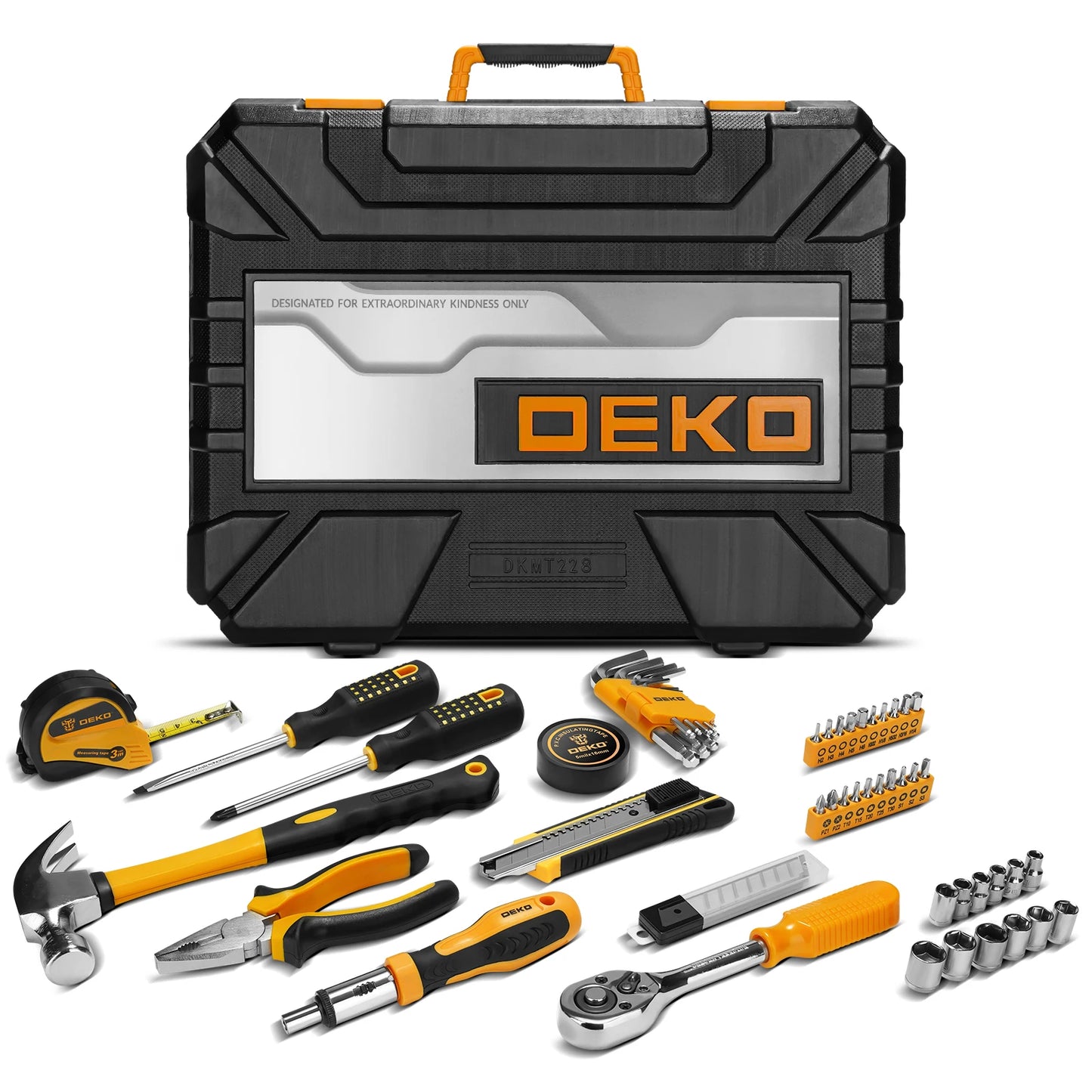 DEKOPRO 228 Piece Socket Wrench Auto Repair Tool Set With Plastic Toolbox
