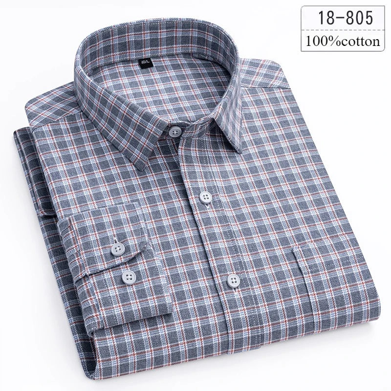 Qi Xiu Cai 100 Percent Cotton Houndstooth Mens Shirt