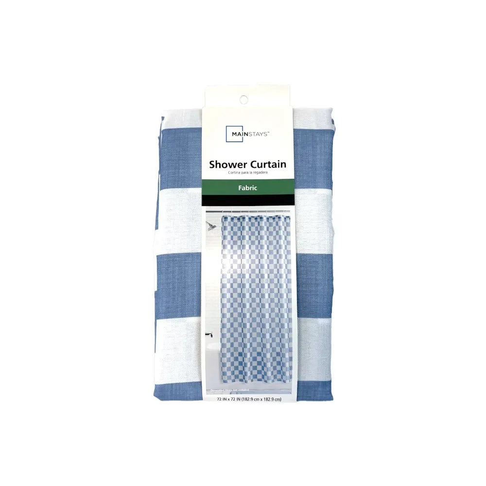 Waterproof Polyester Checkered Bathroom Shower Curtain With Hooks