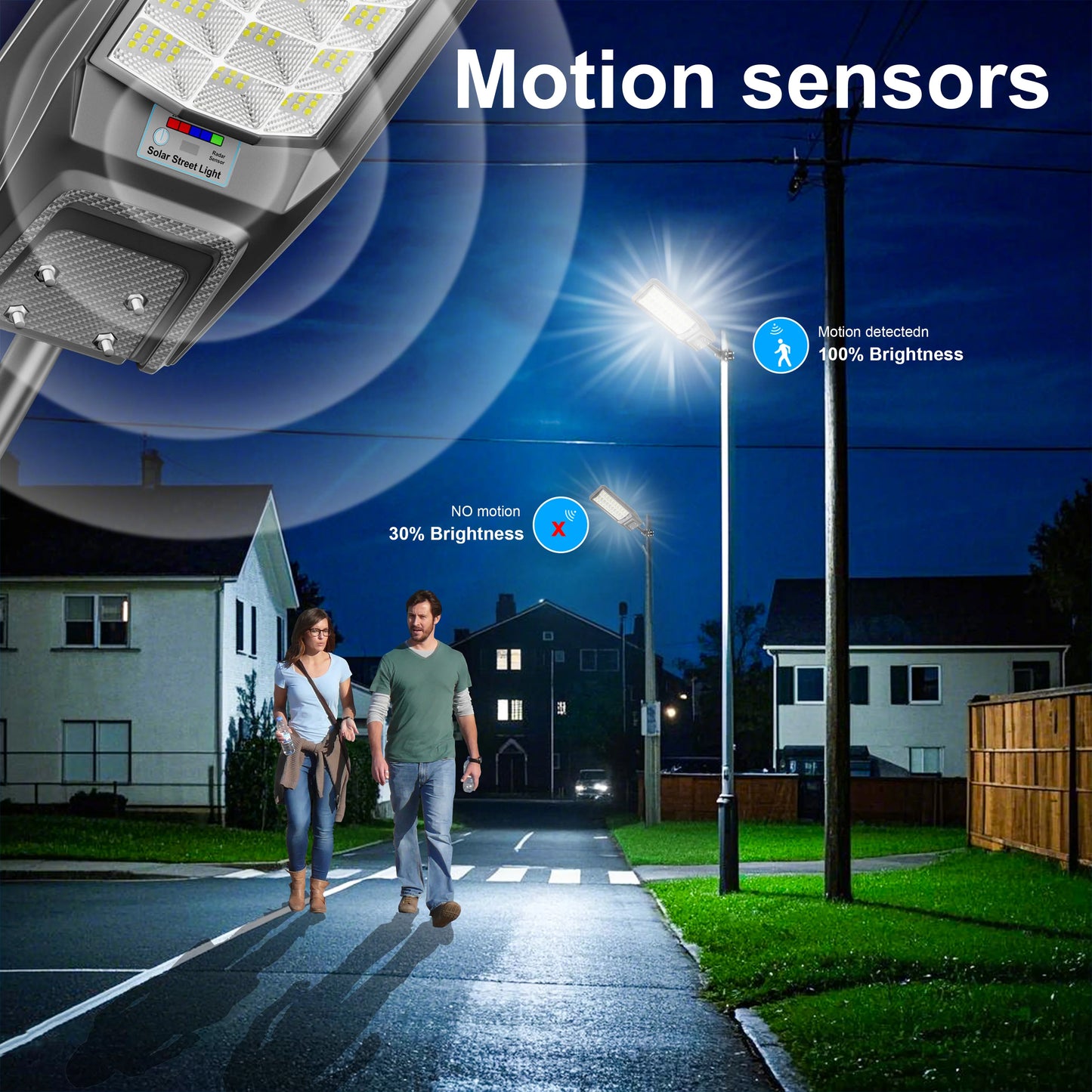 Outdoor Solar Motion Sensor Light IP65 Dusk to Dawn Timer Always Bright