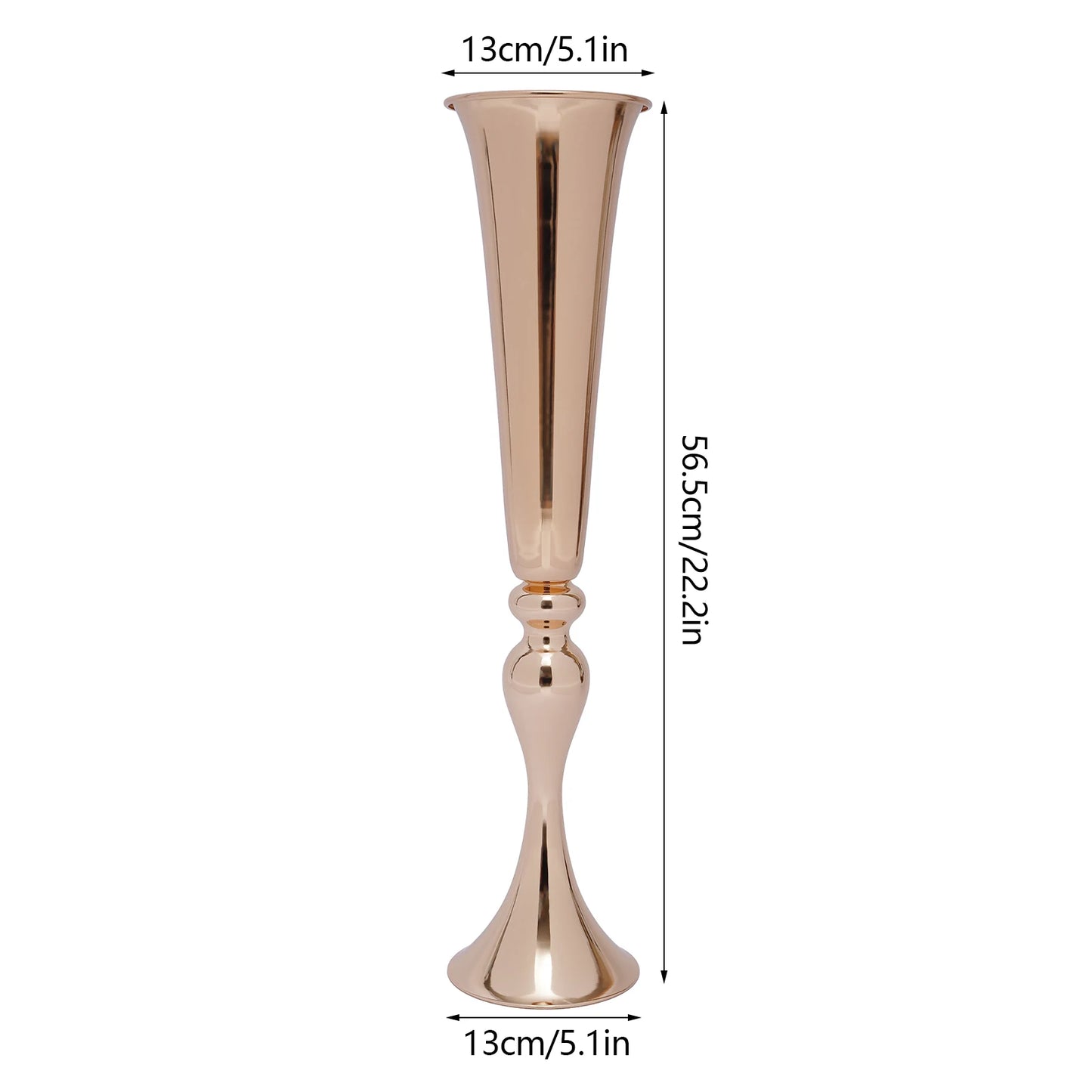Elegant Set of 6 Metal Trumpet Vases for Wedding Decor