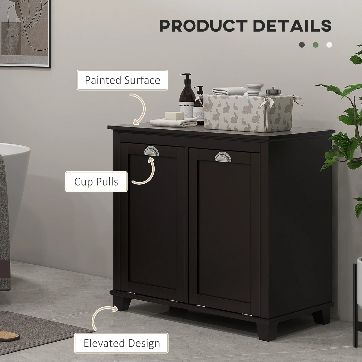 Dual Tilt Out Laundry Hamper Cabinet With Two Compartments