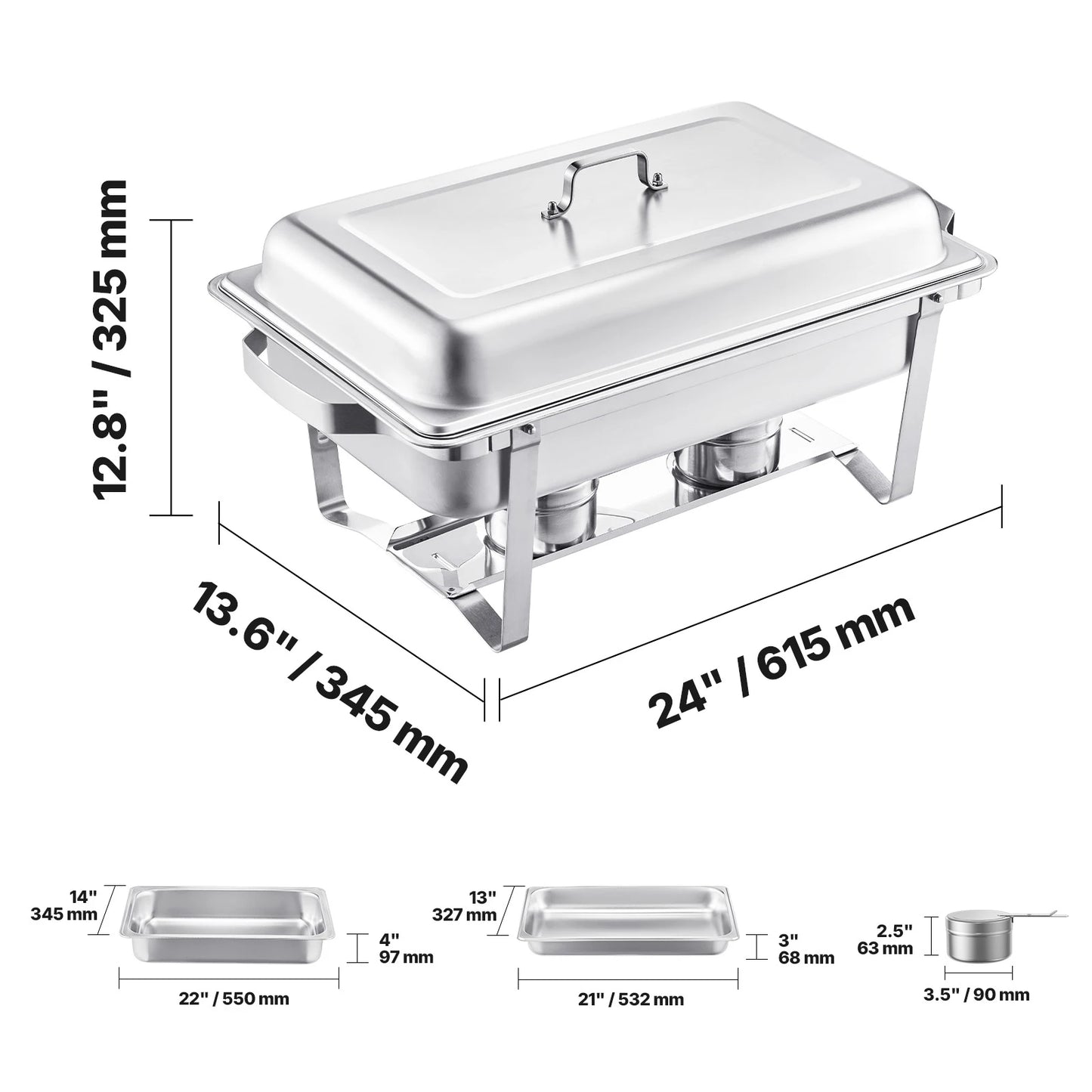 SucceBuy Stainless Steel Chafing Dish Buffet Set With Pans Warmer