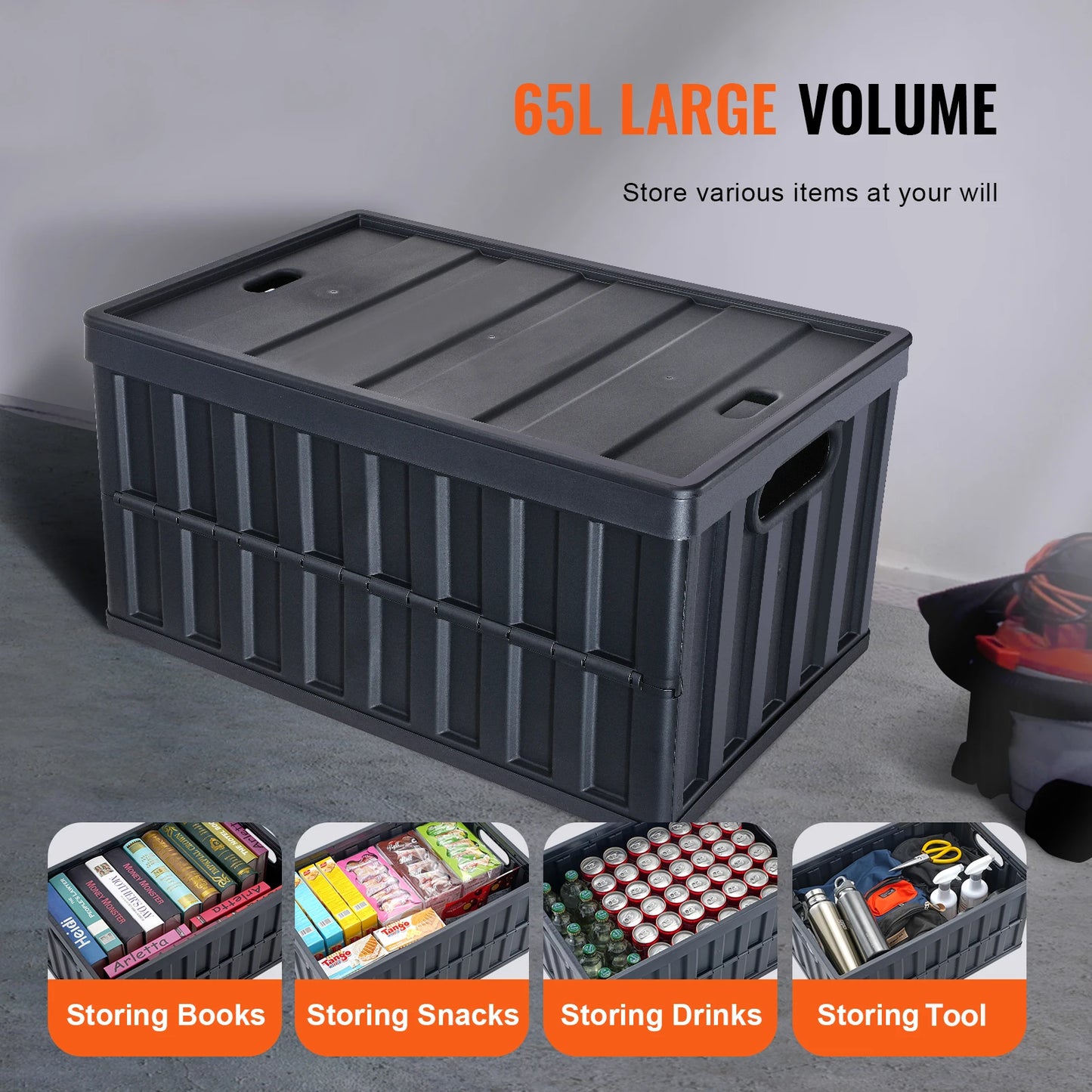 Three Pack Collapsible Storage Bins With Lids Stackable Utility Boxes