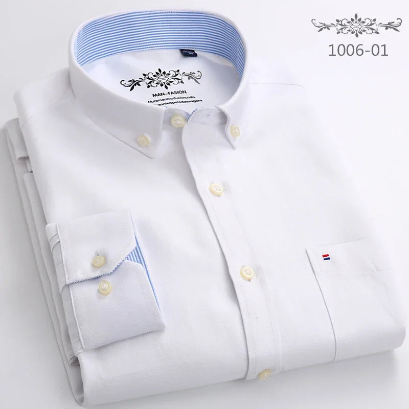 Qi Xiu Cai Classic Fit Cotton Oxford Shirt For Men
