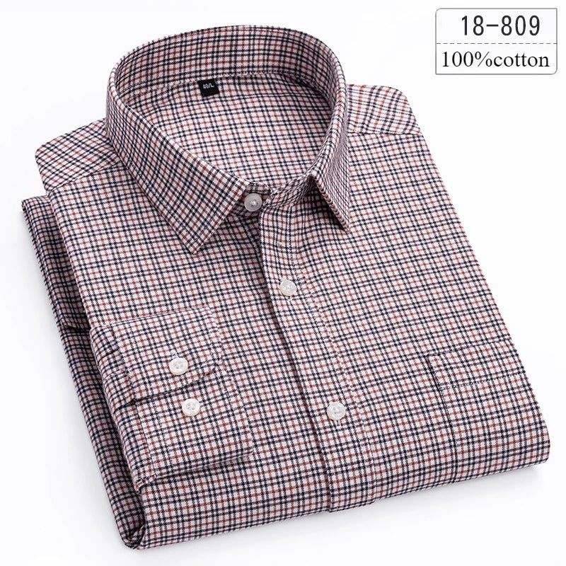 Qi Xiu Cai 100 Percent Cotton Houndstooth Mens Shirt