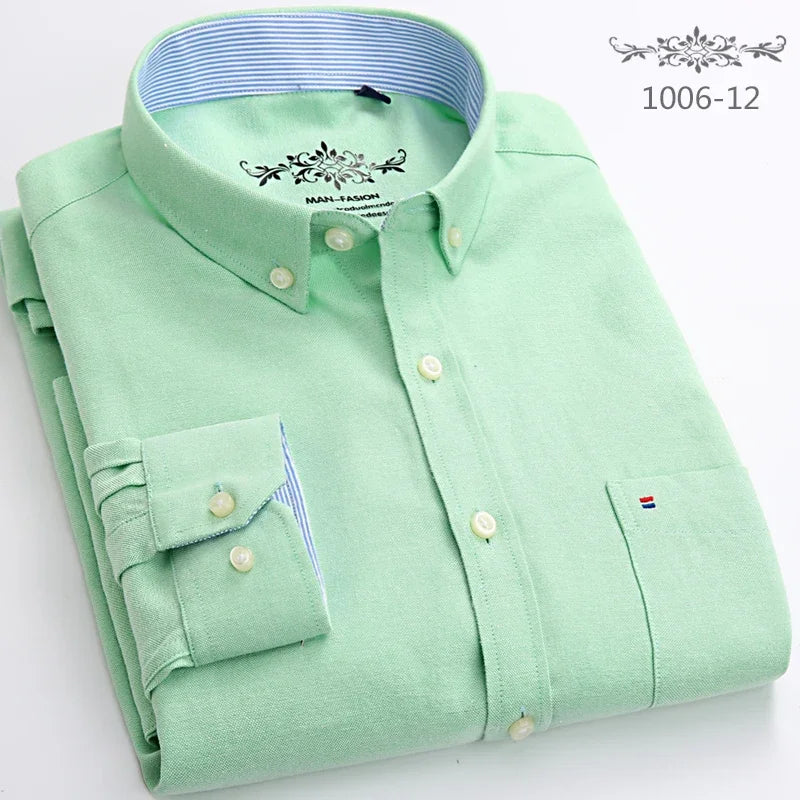 Qi Xiu Cai Classic Fit Cotton Mens Casual Shirt Pocket
