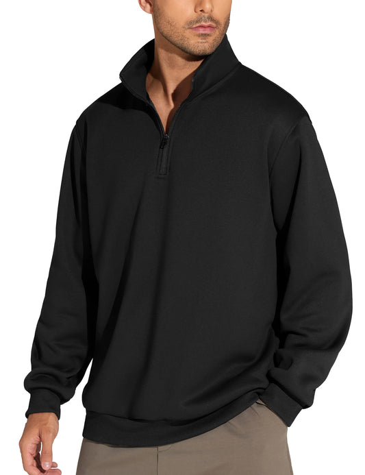 The Gym People Men Long Sleeve Half Zip Sweatshirt