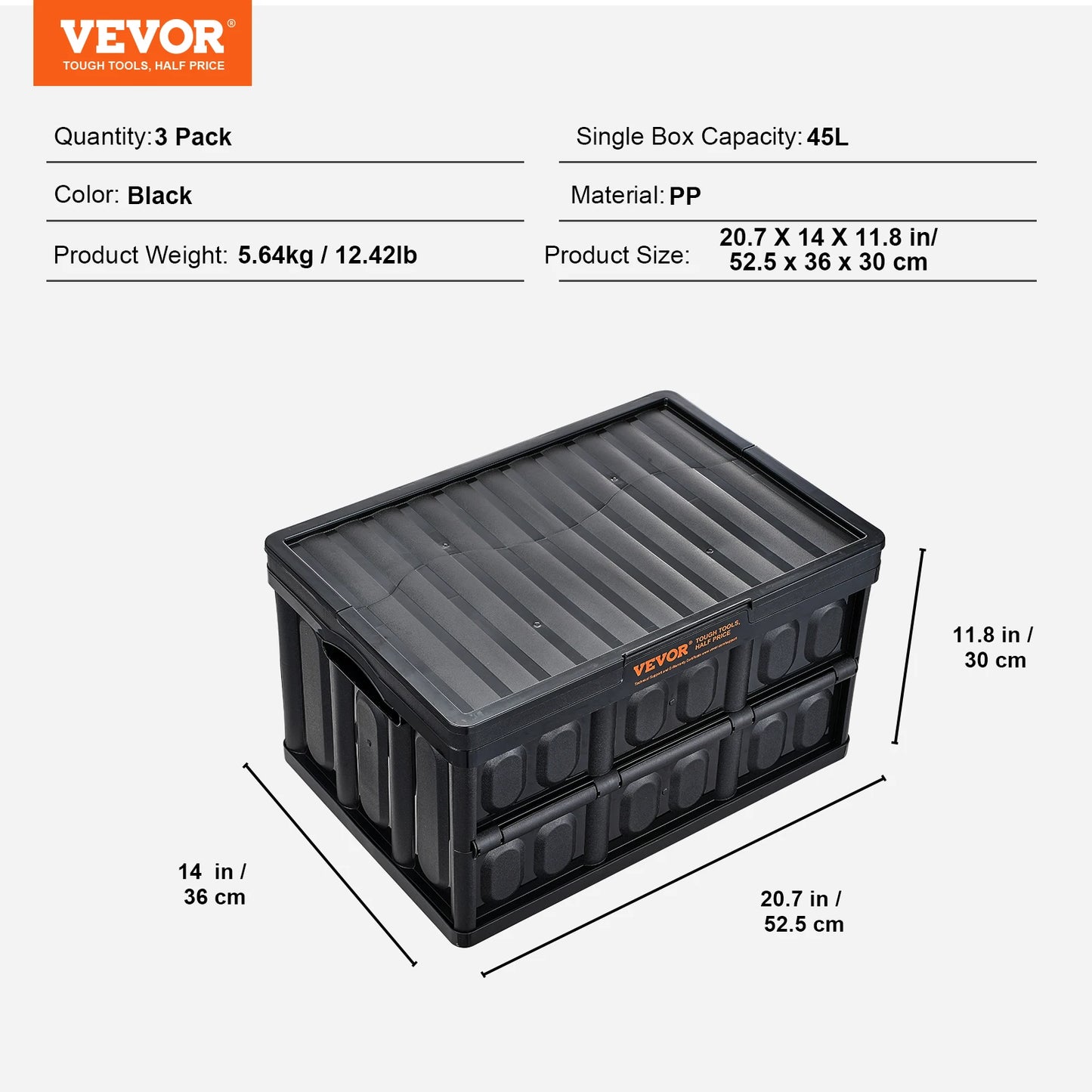 Three Pack Collapsible Storage Bins With Lids Stackable Utility Boxes
