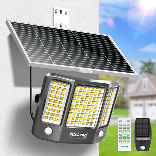Intelamp Outdoor Solar Flood Light With Motion Sensor And Led