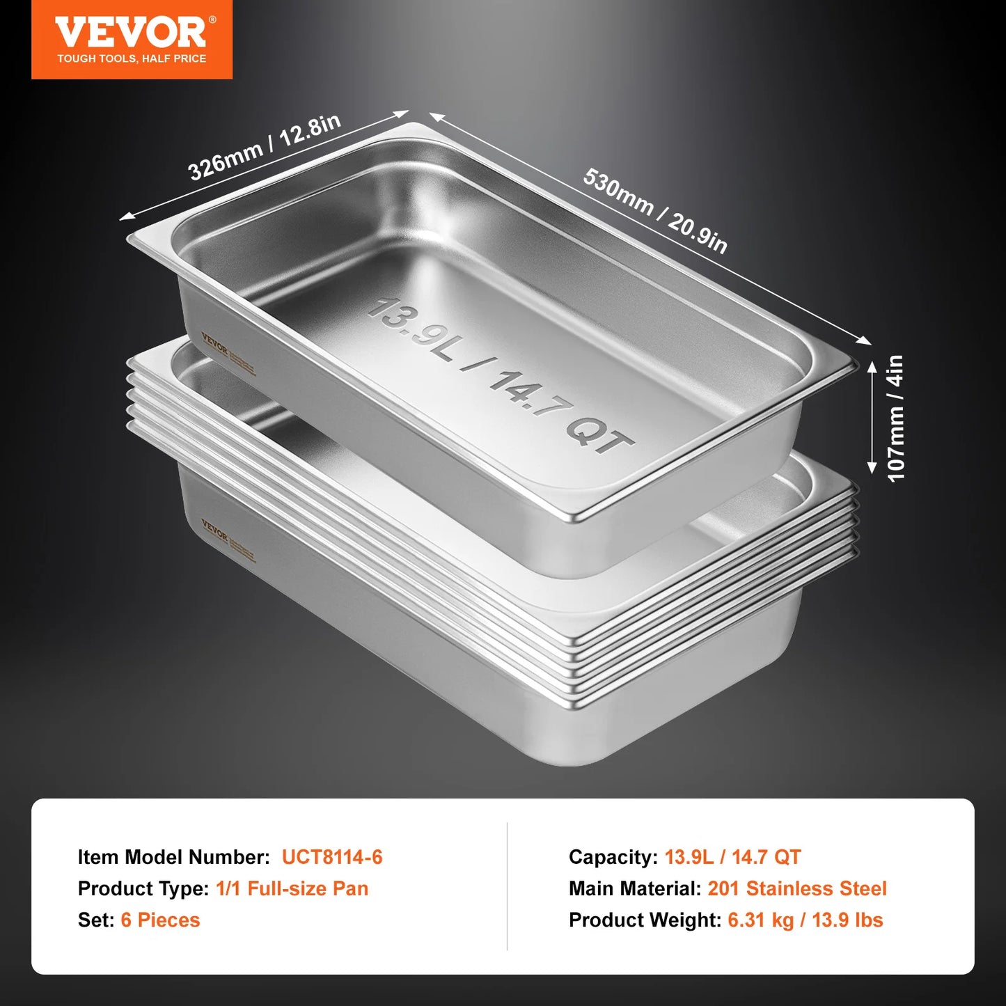 SucceBuy Stainless Steel Chafing Dishes Gastronorm Steam Table Pans