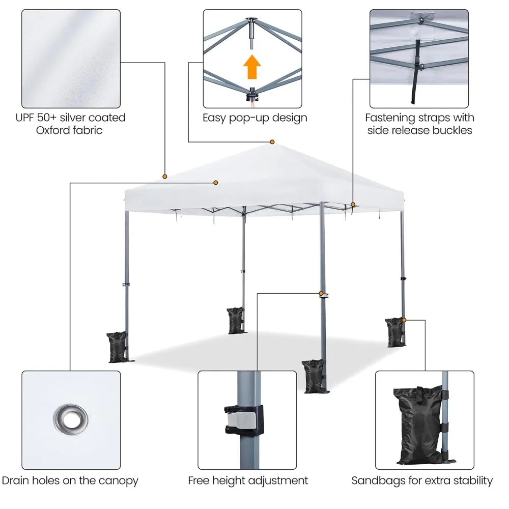 Pop Up Canopy Tent Easy Setup Portable Outdoor Gazebo Wheeled