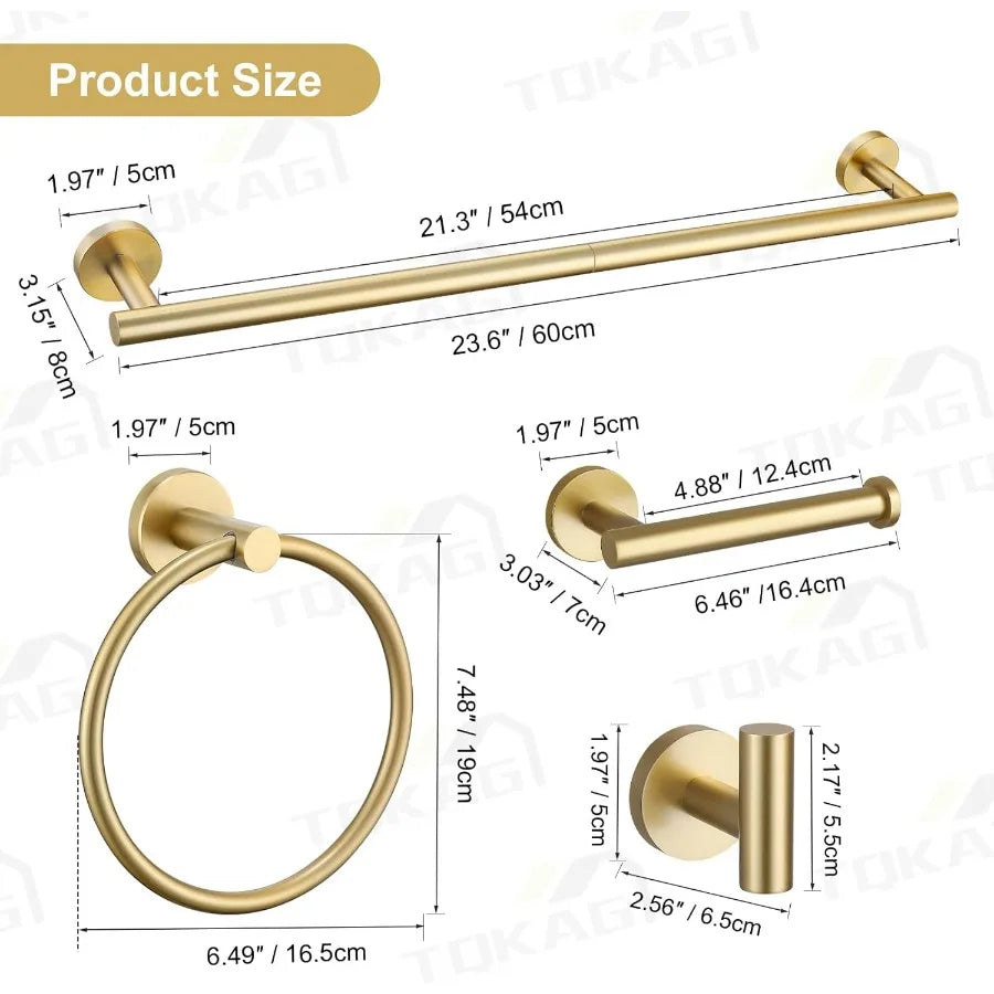 XIUWO 5 Piece Bathroom Accessories Set Stainless Steel Hardware