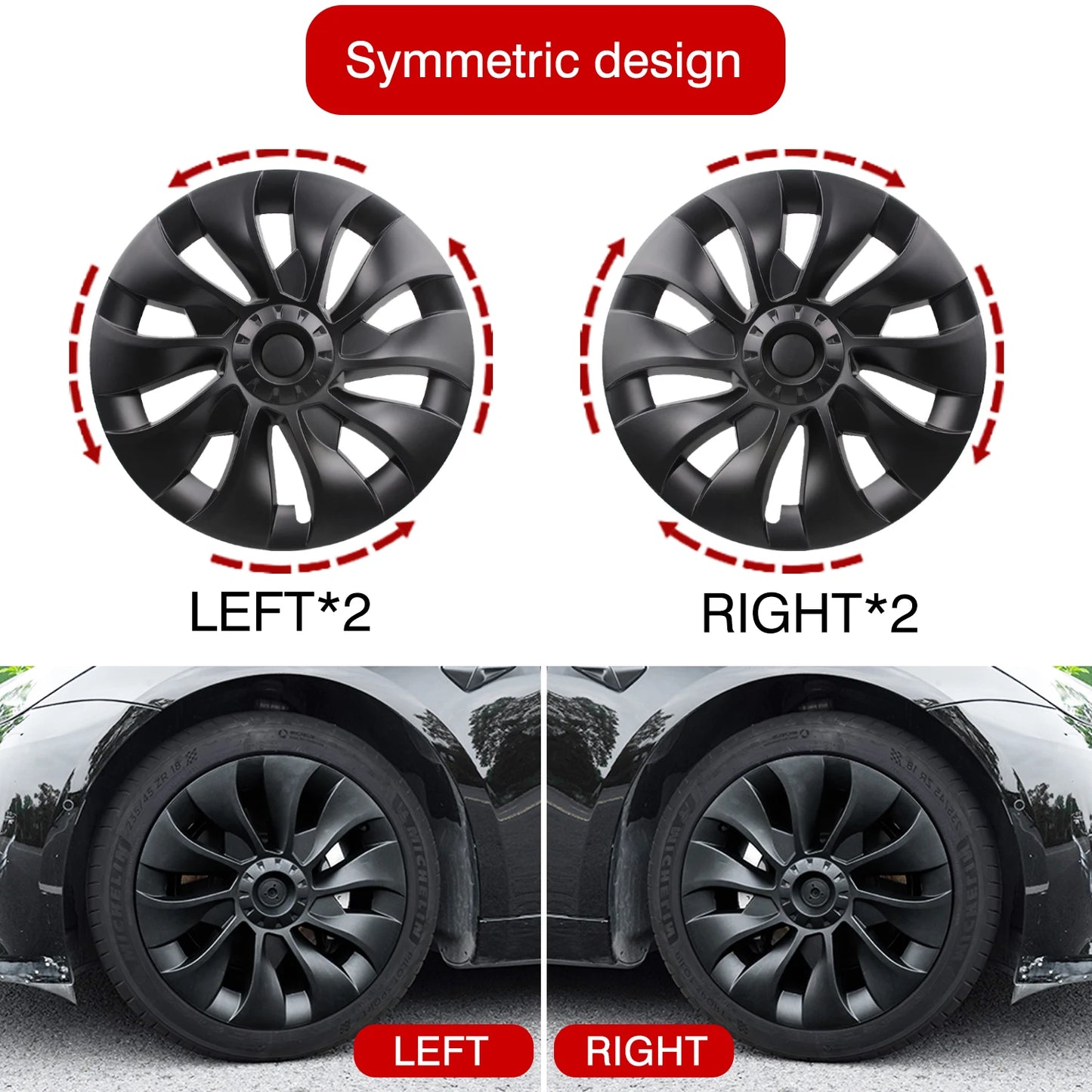 YIKUN Tesla Model 3 Hub Cap Wheel Cover Replacement
