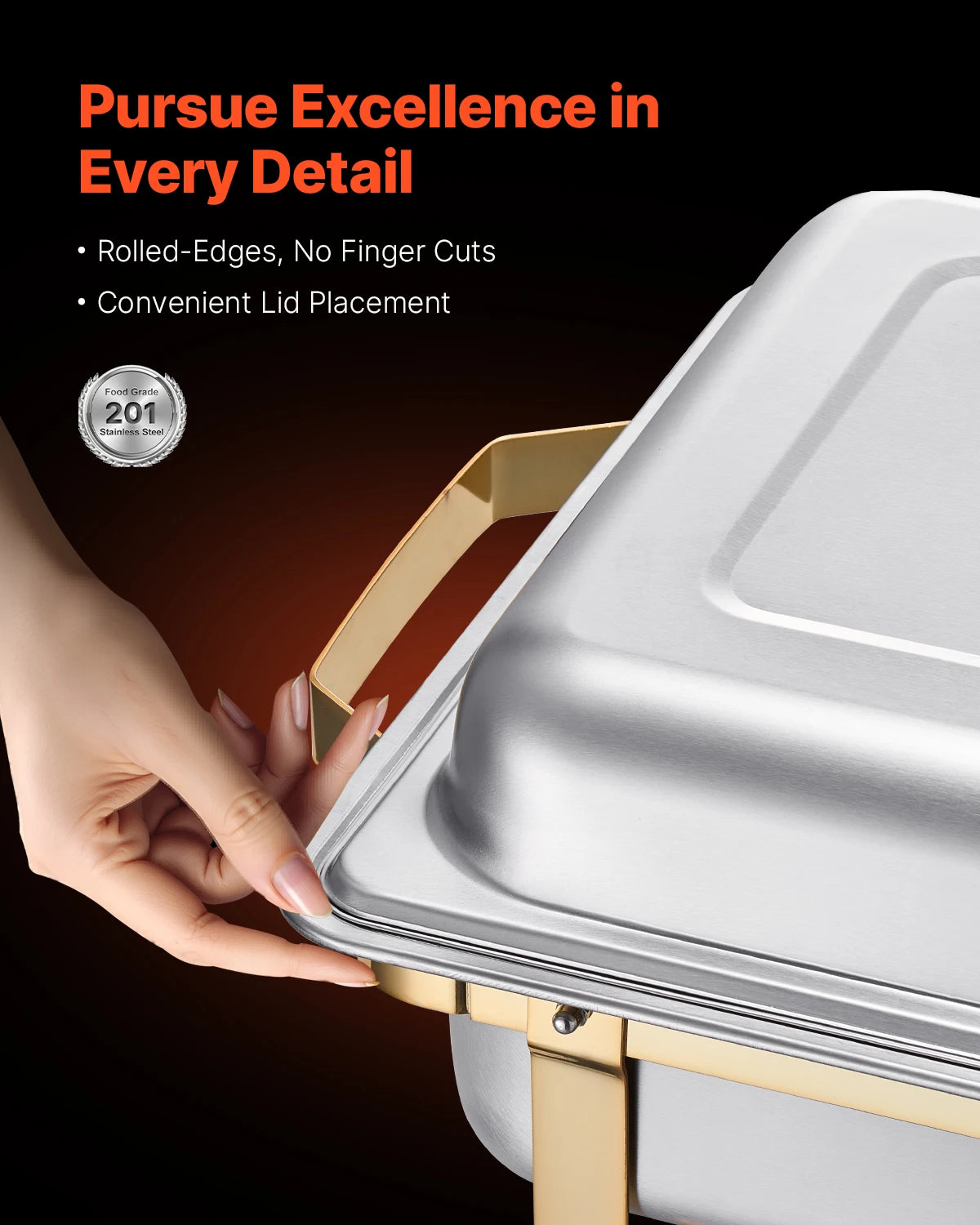 SucceBuy Stainless Steel Chafing Dish Buffet Set With Pans Warmer