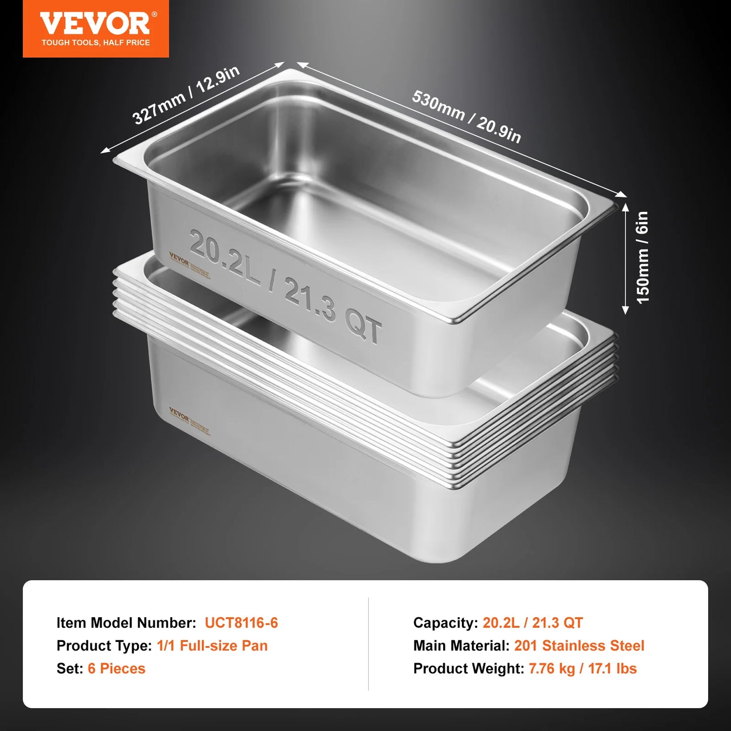 SucceBuy Stainless Steel Chafing Dishes Gastronorm Steam Table Pans