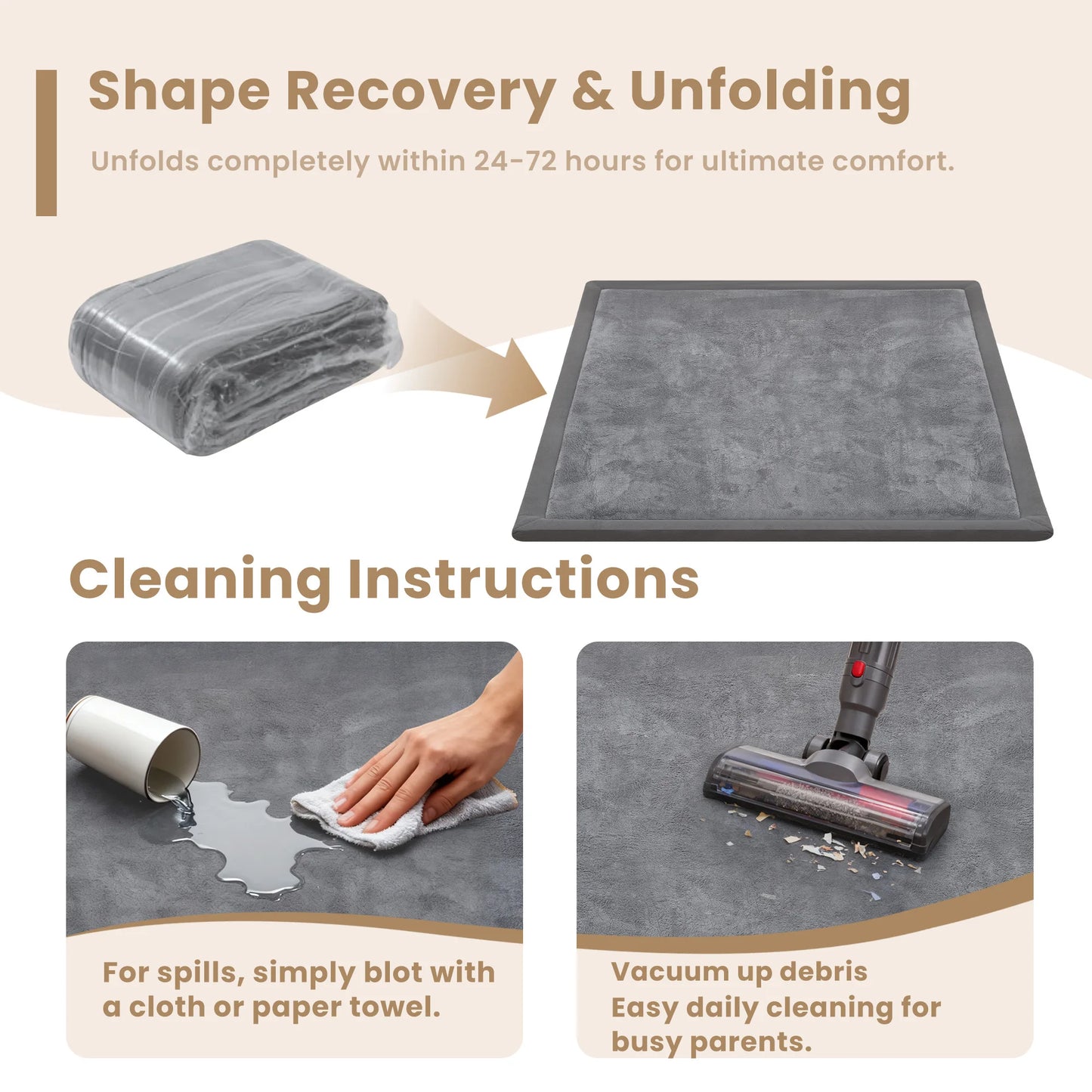 Huloo Sleep Non Slip Baby Floor Carpet Memory Foam Rug