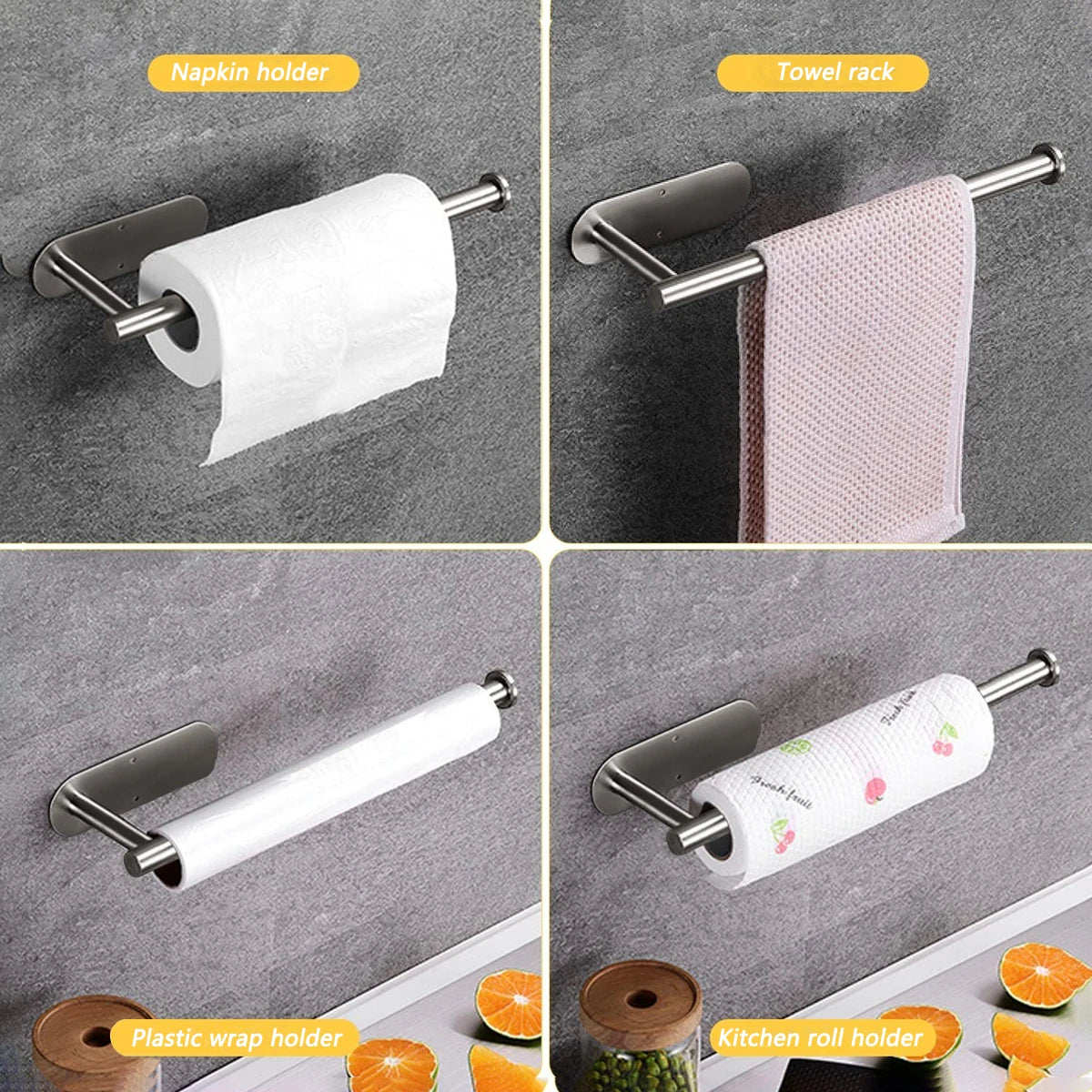 Adhesive Paper Towel Holder for Kitchen and Bathroom Organizer