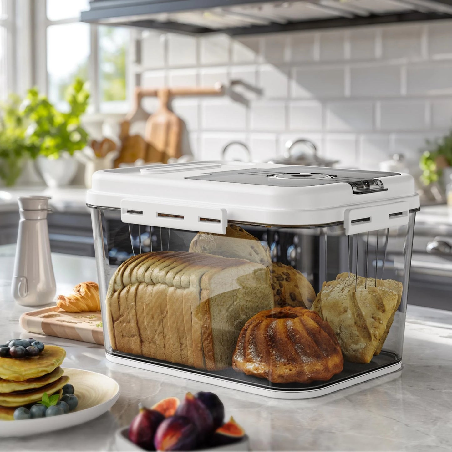 Bread Box Airtight Storage Container With Lid For Kitchen Countertop