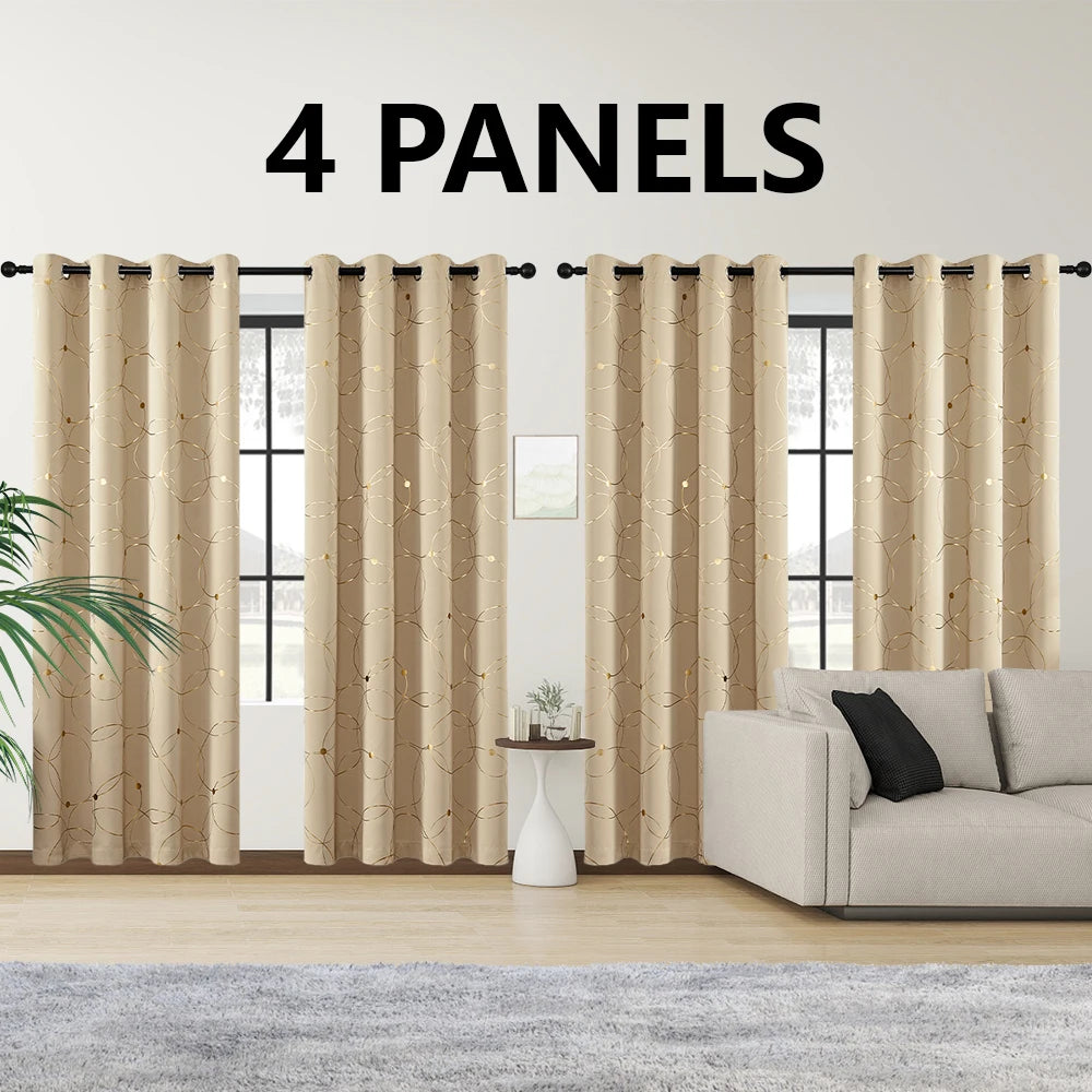 Blackout Curtains Grommet Thermal Insulated Room Darkening For Bedroom
