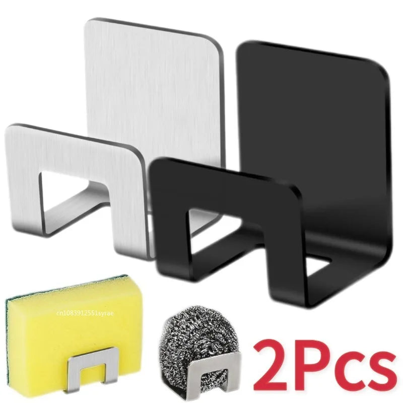 Stainless Steel Kitchen Sink Sponge Holder Rack Self Adhesive Drainer