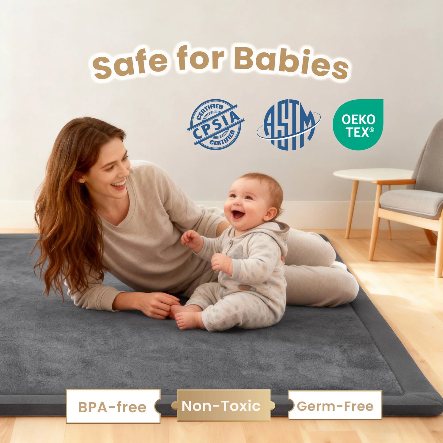Huloo Sleep Non Slip Baby Floor Carpet Memory Foam Rug