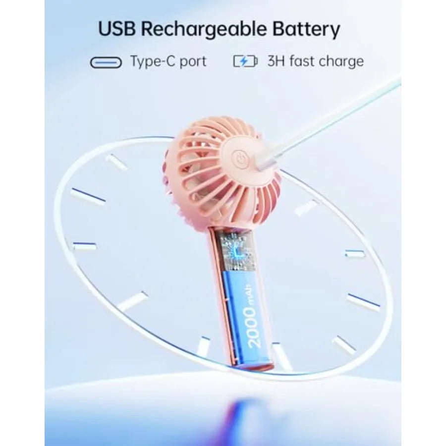 Mini Portable Rechargeable Handheld Fan With 3 Speeds For Travel
